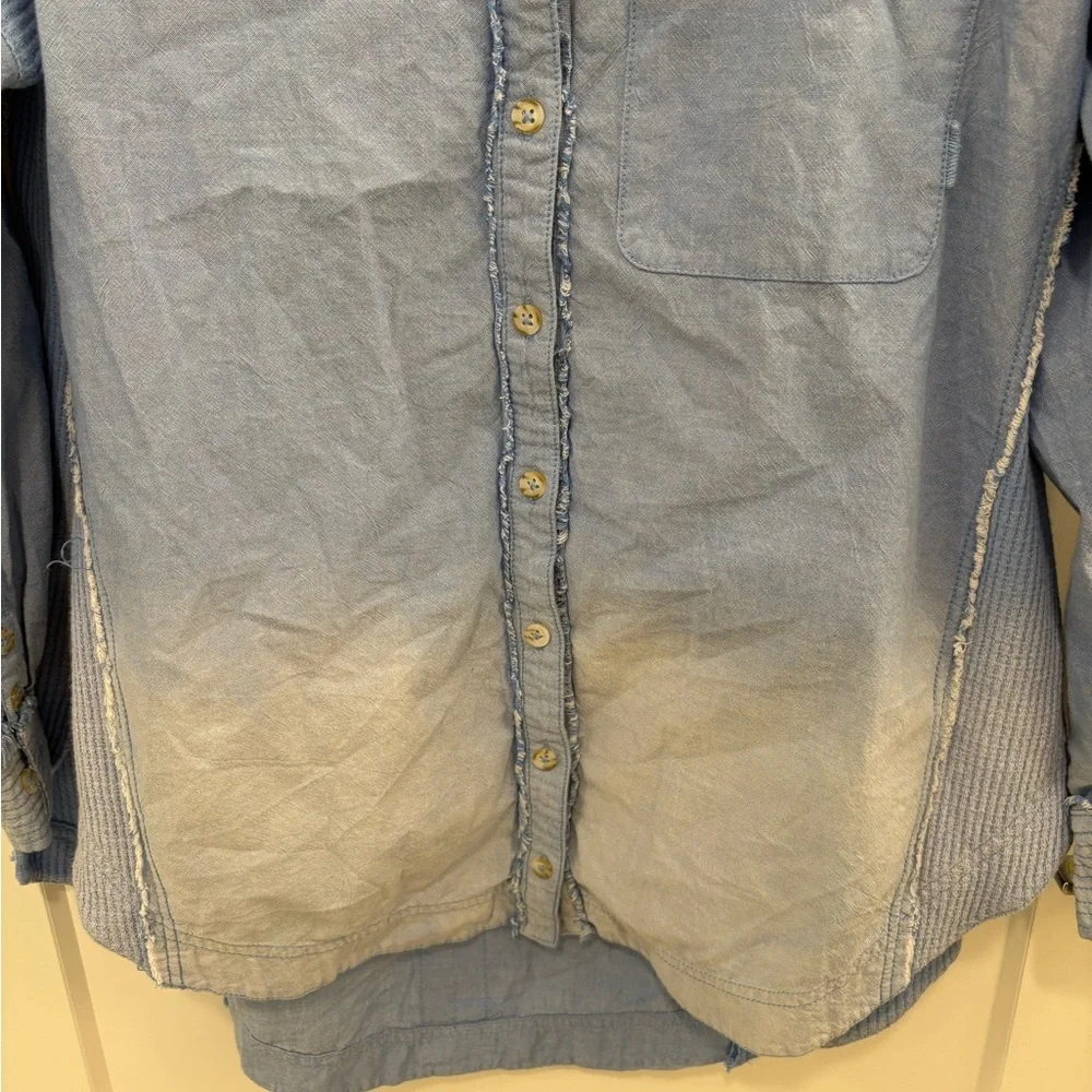 We The Free Cool and Clean Oversized Solid  Waffle Knit Button Down Size Small - Picture 5 of 16